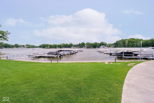 20971 Shoreline Ct Unit 201, Noblesville, IN 46062 - dock featuring a lawn and a water view