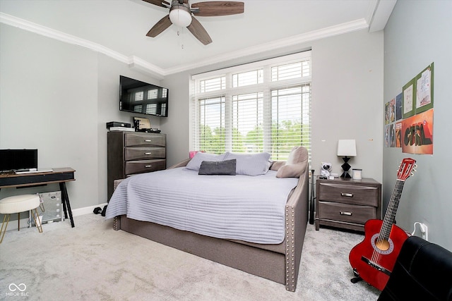 20971 Shoreline Ct Unit 201, Noblesville, IN 46062 - bedroom with ornamental molding, carpet floors, a desk, and ceiling fan