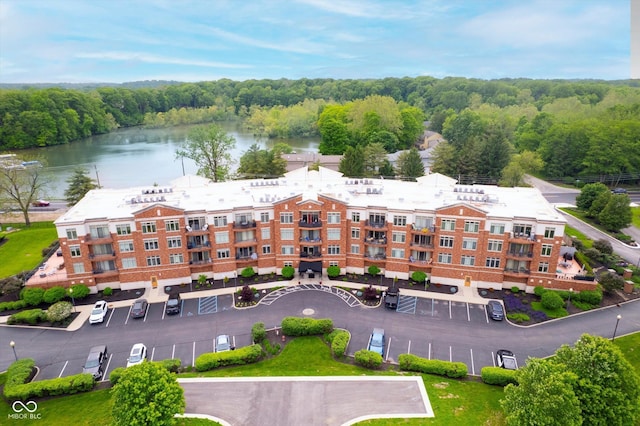 20971 Shoreline Ct Unit 201, Noblesville, IN 46062 - drone / aerial view of a nearby body of water and a heavily wooded area