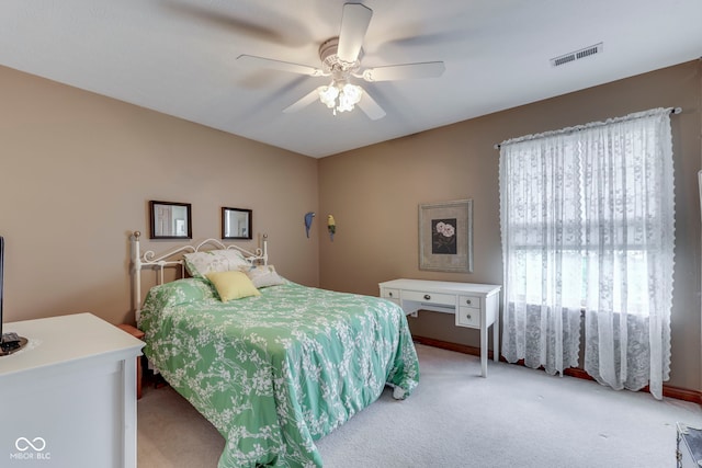 2025 Flamingo Way, Franklin, IN 46131 - bedroom with light colored carpet, a ceiling fan, and baseboards