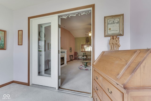 2025 Flamingo Way, Franklin, IN 46131 - hallway featuring light colored carpet and baseboards