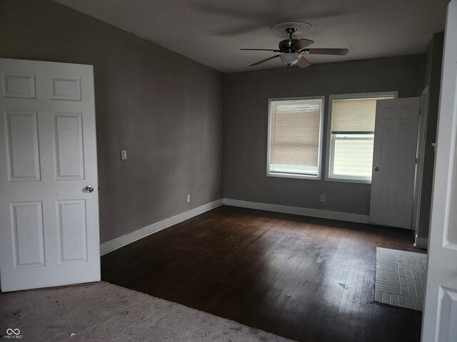 2707-2709 N College Ave, Indianapolis, IN 46205 - empty room with ceiling fan, baseboards, and wood finished floors