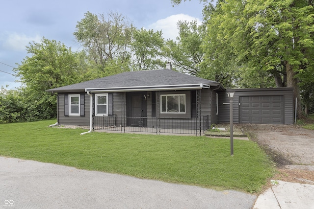 625 E 106th St, Carmel, IN 46280 - view of front of home with a garage, asphalt driveway, covered porch, a front yard, and a chimney