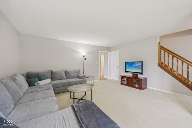 764 Port Dr, Avon, IN 46123 - living area with baseboards, carpet floors, and stairs