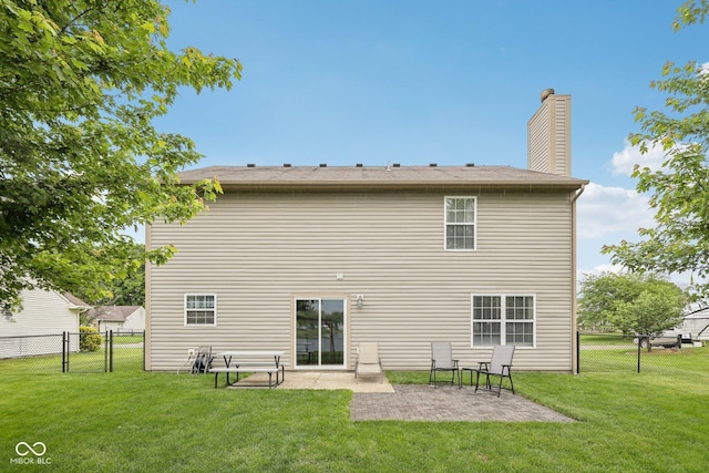 764 Port Dr, Avon, IN 46123 - rear view of house featuring a patio, a chimney, and a gate