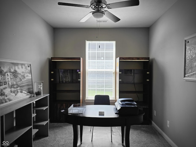 9106 Hedley Way E, Avon, IN 46123 - carpeted office with a ceiling fan and baseboards