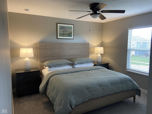 8876 Boylan Pl, Pendleton, IN 46064 - bedroom with carpet floors, multiple windows, and ceiling fan