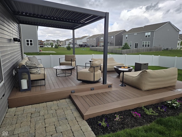 8876 Boylan Pl, Pendleton, IN 46064 - deck featuring an outdoor fire pit and a residential view