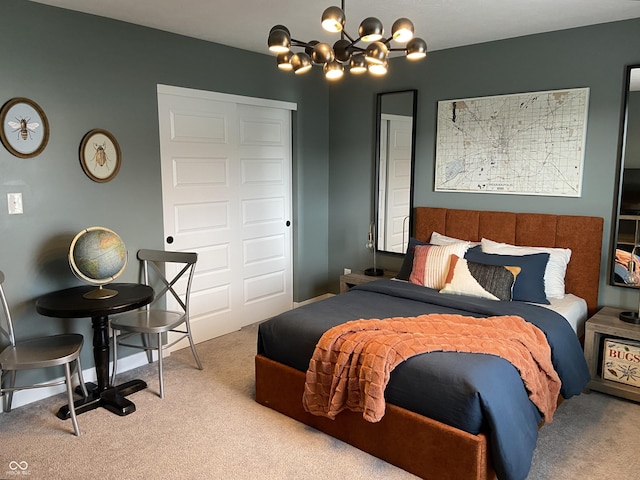 8876 Boylan Pl, Pendleton, IN 46064 - bedroom featuring carpet, a chandelier, and baseboards