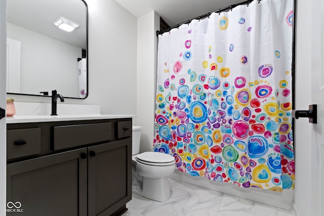 17359 Wilkes Way, Westfield, IN 46074 - full bath featuring marble look tile flooring, vanity, and toilet
