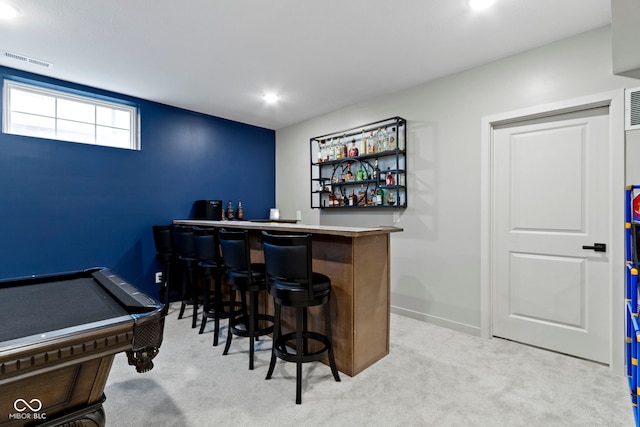 17359 Wilkes Way, Westfield, IN 46074 - indoor dry bar featuring carpet, billiards table, and recessed lighting