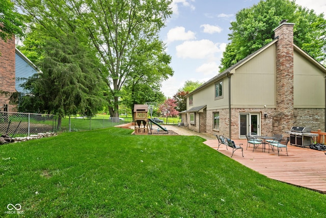 5412 Green Hills Dr, Brownsburg, IN 46112 - view of yard featuring a playground and a deck