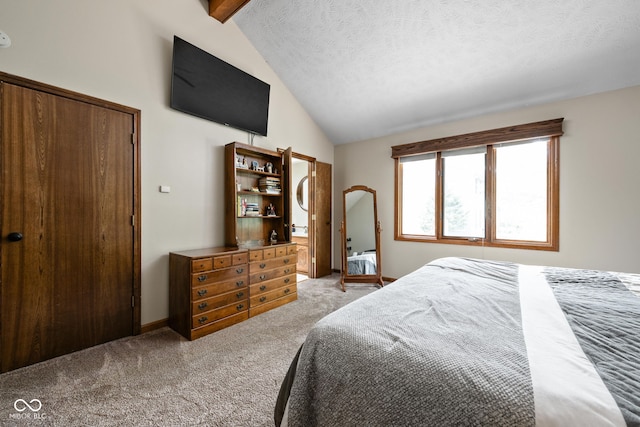 5412 Green Hills Dr, Brownsburg, IN 46112 - bedroom with vaulted ceiling, carpet flooring, a textured ceiling, and baseboards