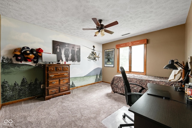 5412 Green Hills Dr, Brownsburg, IN 46112 - office space featuring carpet flooring, a ceiling fan, a textured ceiling, and baseboards