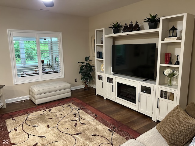 308 Bay Ridge Dr, Pendleton, IN 46064 - living room with dark wood finished floors and baseboards