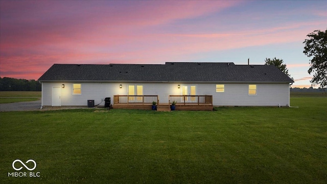 9605 W 100 S, Jamestown, IN 46147 - back of house at dusk featuring a deck and a yard
