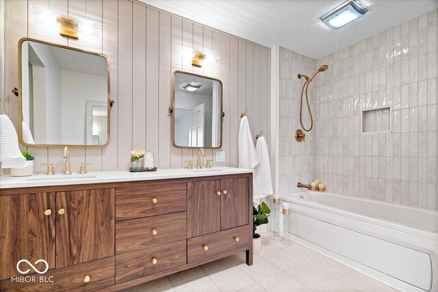 9605 W 100 S, Jamestown, IN 46147 - full bath with tile patterned flooring, tub / shower combination, and double vanity