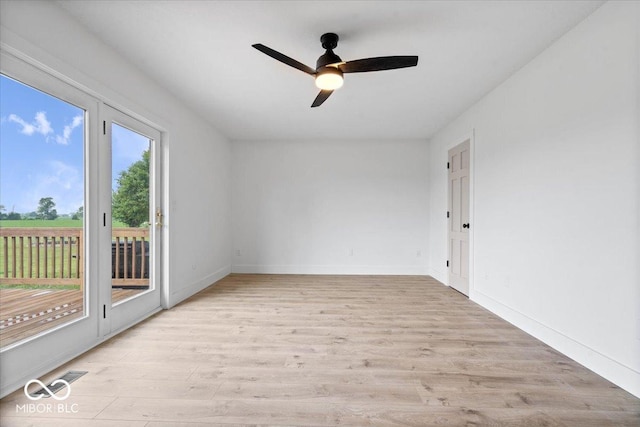 9605 W 100 S, Jamestown, IN 46147 - unfurnished room featuring a ceiling fan, light wood finished floors, and baseboards