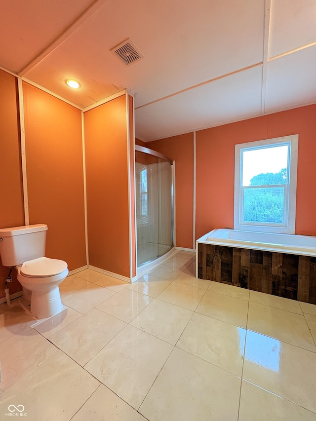 404 S Indiana St, Roachdale, IN 46172 - bathroom featuring a shower stall, toilet, and tile patterned floors