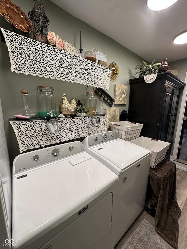 2028 Fairway Dr, Greencastle, IN 46135 - laundry area with independent washer and dryer and wood finished floors
