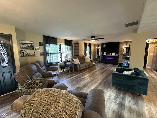 2028 Fairway Dr, Greencastle, IN 46135 - living area featuring ceiling fan and wood finished floors