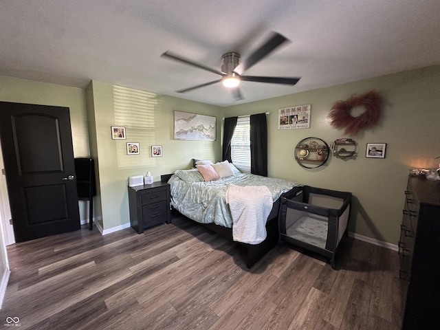 2028 Fairway Dr, Greencastle, IN 46135 - bedroom featuring dark wood-style floors, baseboards, and ceiling fan