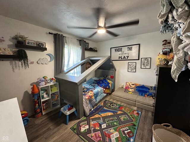 2028 Fairway Dr, Greencastle, IN 46135 - bedroom with wood finished floors and ceiling fan