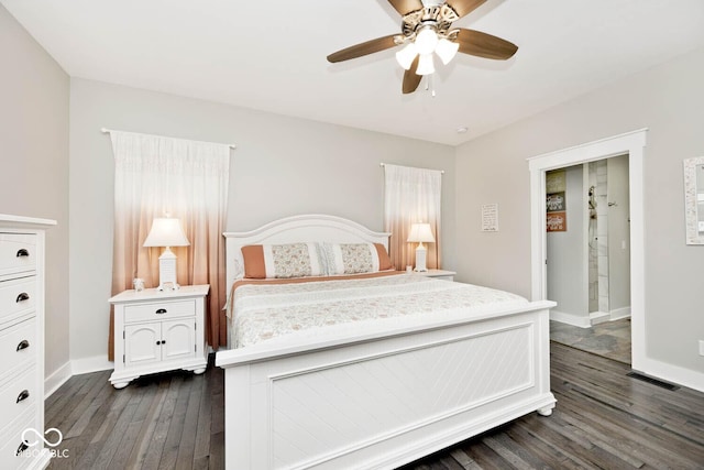 217 N Liberty Blvd, Mooresville, IN 46158 - bedroom featuring dark wood-style flooring, baseboards, and a ceiling fan