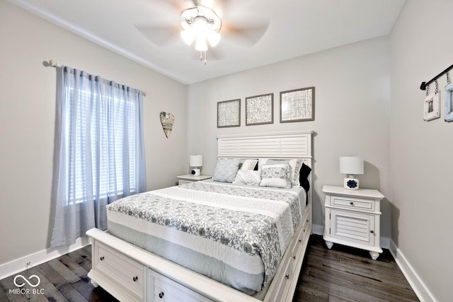 217 N Liberty Blvd, Mooresville, IN 46158 - bedroom featuring dark wood-type flooring, baseboards, and a ceiling fan
