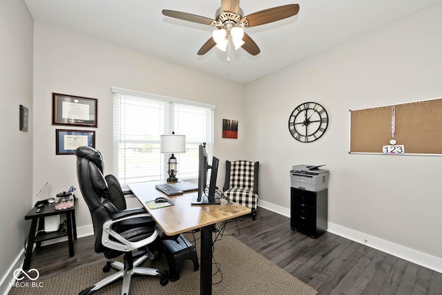217 N Liberty Blvd, Mooresville, IN 46158 - office space featuring dark wood-style flooring, baseboards, and a ceiling fan