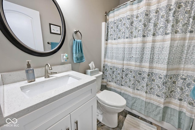 217 N Liberty Blvd, Mooresville, IN 46158 - bathroom with toilet, vanity, and curtained shower