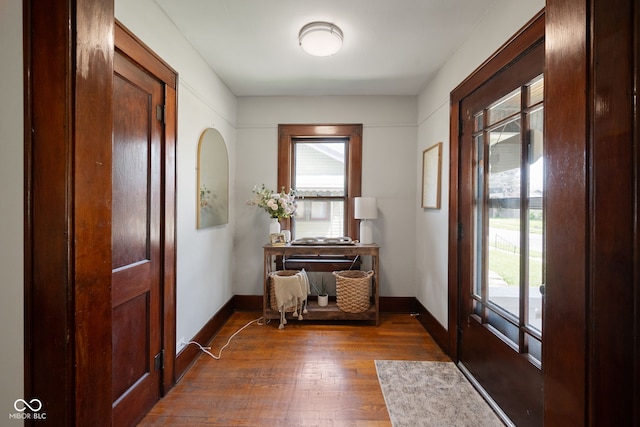 536 S 27th St, Lafayette, IN 47904 - foyer entrance with healthy amount of natural light, dark wood finished floors, and baseboards