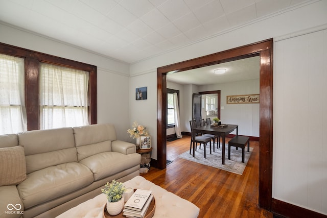 536 S 27th St, Lafayette, IN 47904 - living room with dark wood-style floors and baseboards