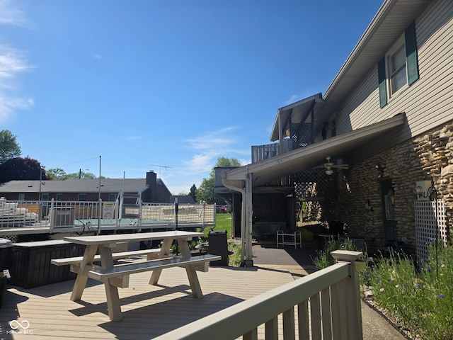 505 N Edward Dr, Greensburg, IN 47240 - deck featuring a ceiling fan