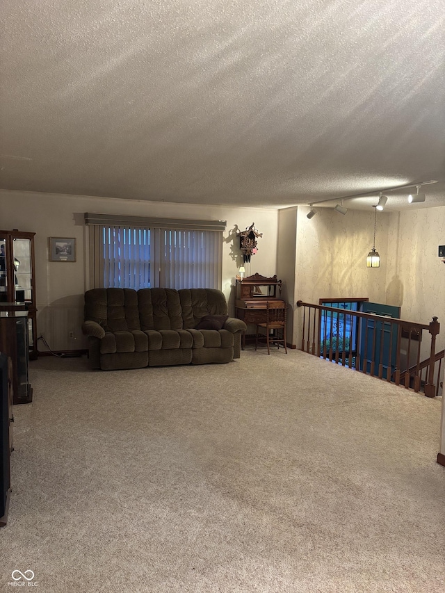 505 N Edward Dr, Greensburg, IN 47240 - living area featuring carpet floors and a textured ceiling