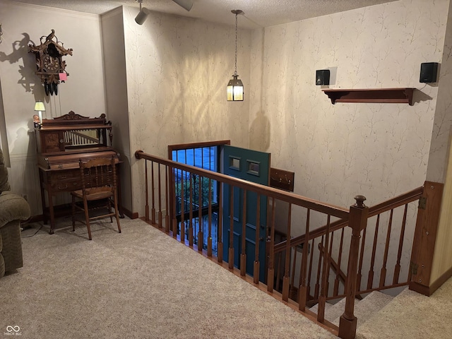 505 N Edward Dr, Greensburg, IN 47240 - stairs featuring carpet and a textured ceiling