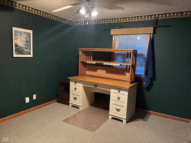 505 N Edward Dr, Greensburg, IN 47240 - unfurnished office with ceiling fan, light colored carpet, baseboards, and a textured ceiling