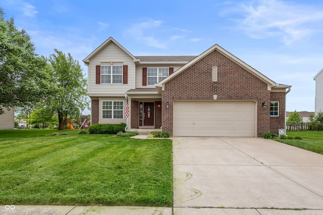 3638 Fieldstone Ln, Plainfield, IN 46168 - traditional home with brick siding, concrete driveway, and a front yard