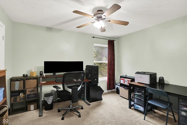 2623 Senators Way, Indianapolis, IN 46217 - office area featuring ceiling fan, carpet flooring, and a textured ceiling