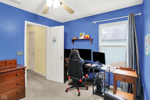 2623 Senators Way, Indianapolis, IN 46217 - carpeted home office featuring a ceiling fan and baseboards