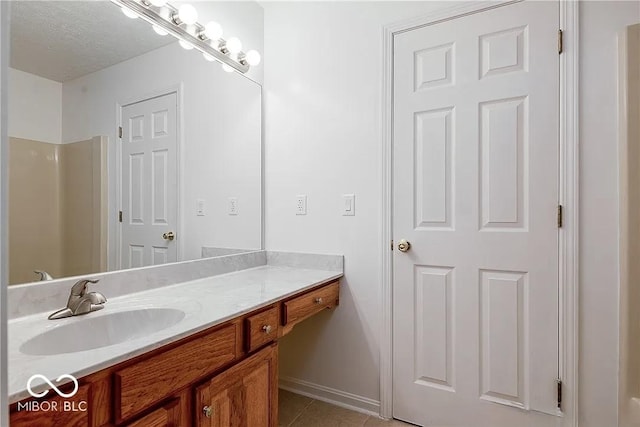 6707 Dovir Woods Dr, Sellersburg, IN 47172 - full bath featuring vanity, tile patterned flooring, a shower, and baseboards