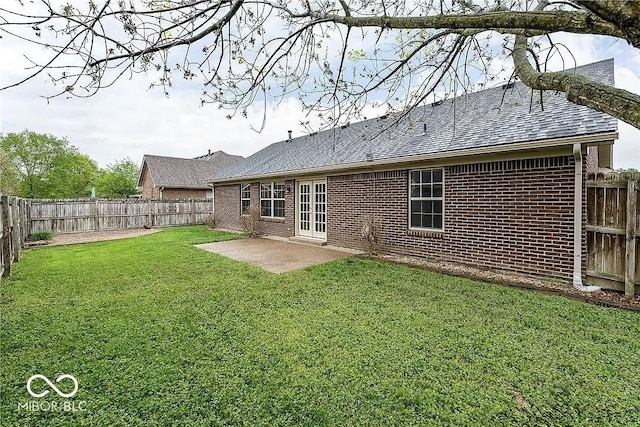 6707 Dovir Woods Dr, Sellersburg, IN 47172 - back of property with french doors, brick siding, a patio, and a shingled roof