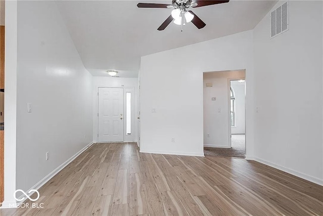 6707 Dovir Woods Dr, Sellersburg, IN 47172 - unfurnished living room with ceiling fan, light wood finished floors, and baseboards