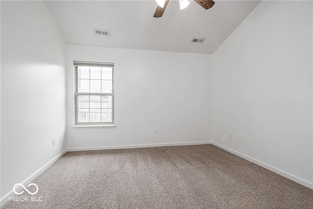 6707 Dovir Woods Dr, Sellersburg, IN 47172 - unfurnished room with carpet flooring, a ceiling fan, lofted ceiling, and baseboards