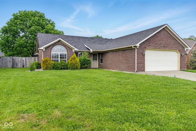 6707 Dovir Woods Dr, Sellersburg, IN 47172 - ranch-style home with brick siding, an attached garage, a shingled roof, and concrete driveway
