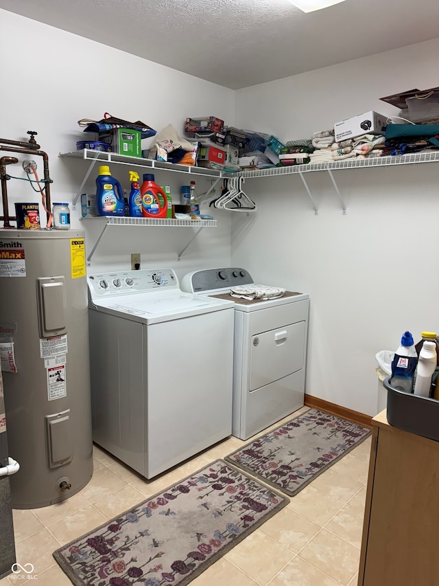 1711 Lafayette Ave Unit 7, Lebanon, IN 46052 - laundry area with water heater, independent washer and dryer, and light tile patterned floors