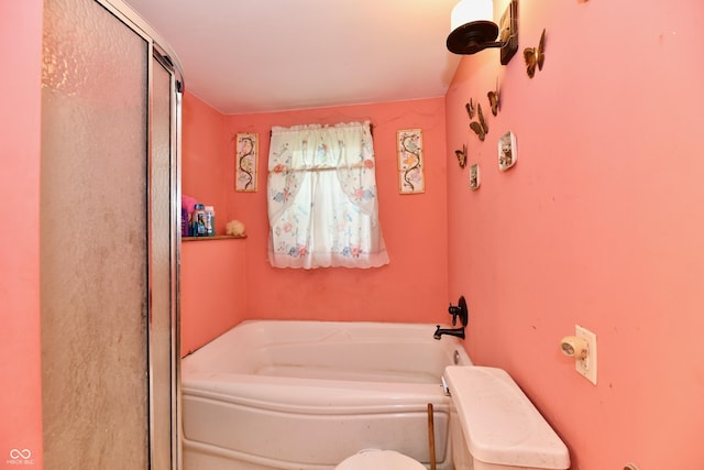1106 W 4th St, Anderson, IN 46016 - full bathroom with a bath, toilet, and a shower with shower door