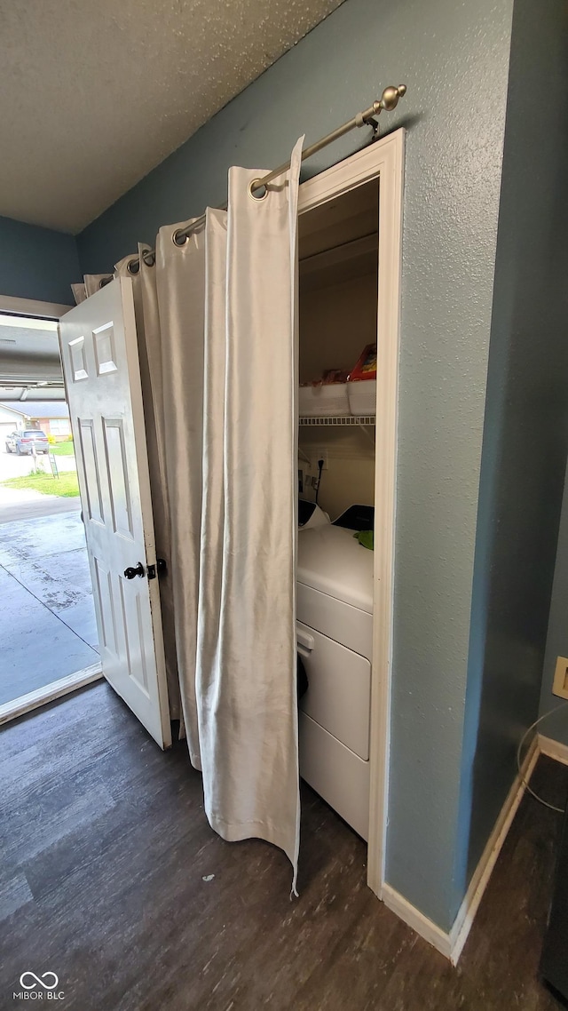 6637 Larkwood Ct, Indianapolis, IN 46241 - laundry room featuring washer / clothes dryer and wood finished floors