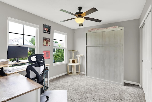 158 Handley St, Indianapolis, IN 46222 - home office with carpet, baseboards, and a ceiling fan