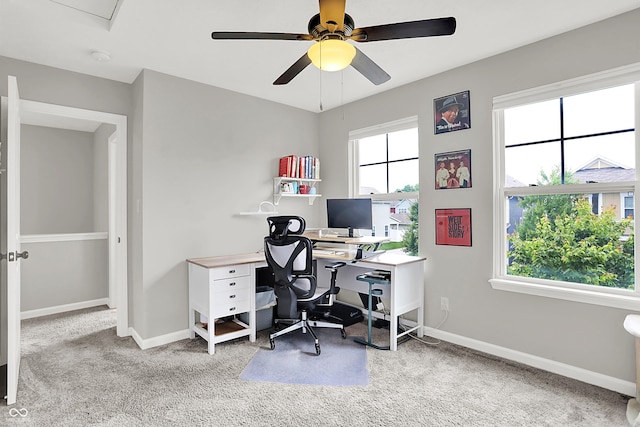 158 Handley St, Indianapolis, IN 46222 - office with a ceiling fan, carpet floors, and baseboards